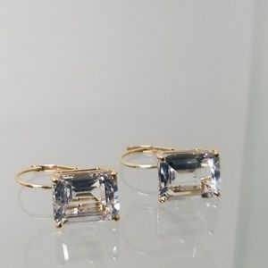 "Pretty" Step Cut GEM Earrings in GOLD